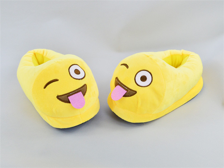 emoji卡通qq表情拖鞋毛绒拖鞋全跟家居拖鞋批发冬季保暖一件代发