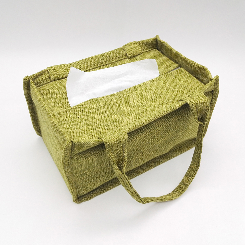 亚麻棉布艺纸巾盒 挂提式面手纸袋 时尚布制手提袋 提供logo刺绣