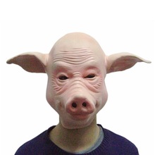 万圣节装扮舞会派对聚会年会威尼斯COS表演动物头套光头猪面具
