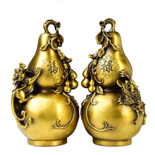 厂家批发纯黄铜葫芦摆件貔貅金蟾招财纳福葫芦金属工艺品铜器礼品