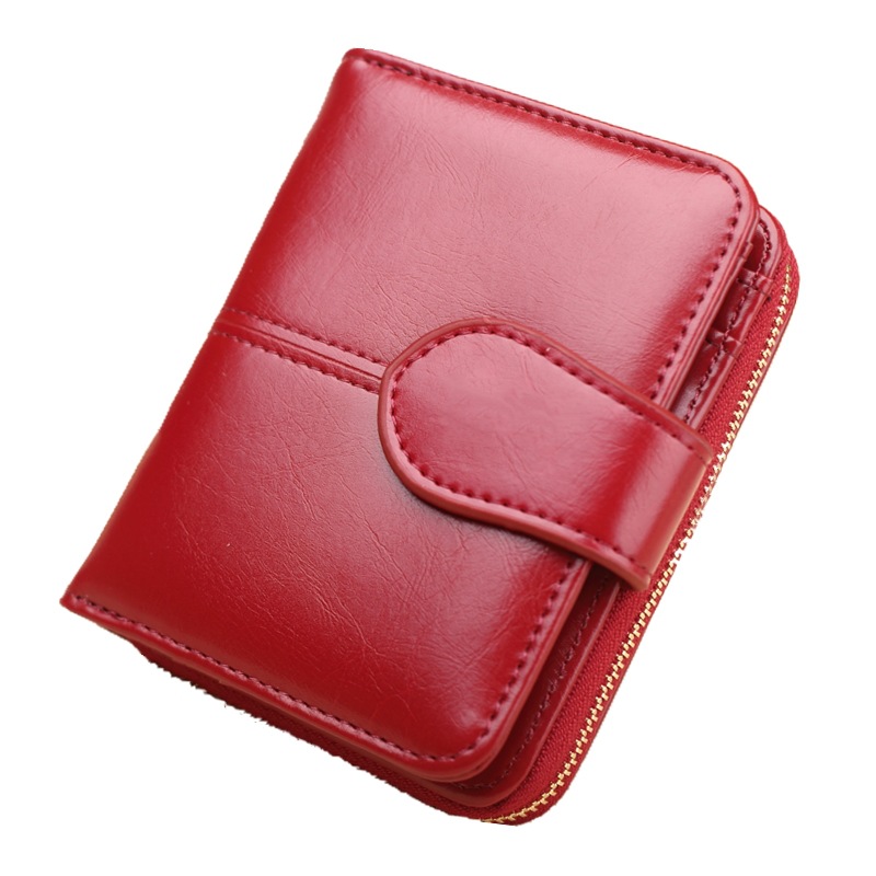 Foreign Trade New Coin Purse Women's Short Wallet Oil Wax Leather Clutch Small Card Holder Large Wallet Coin Bag H669