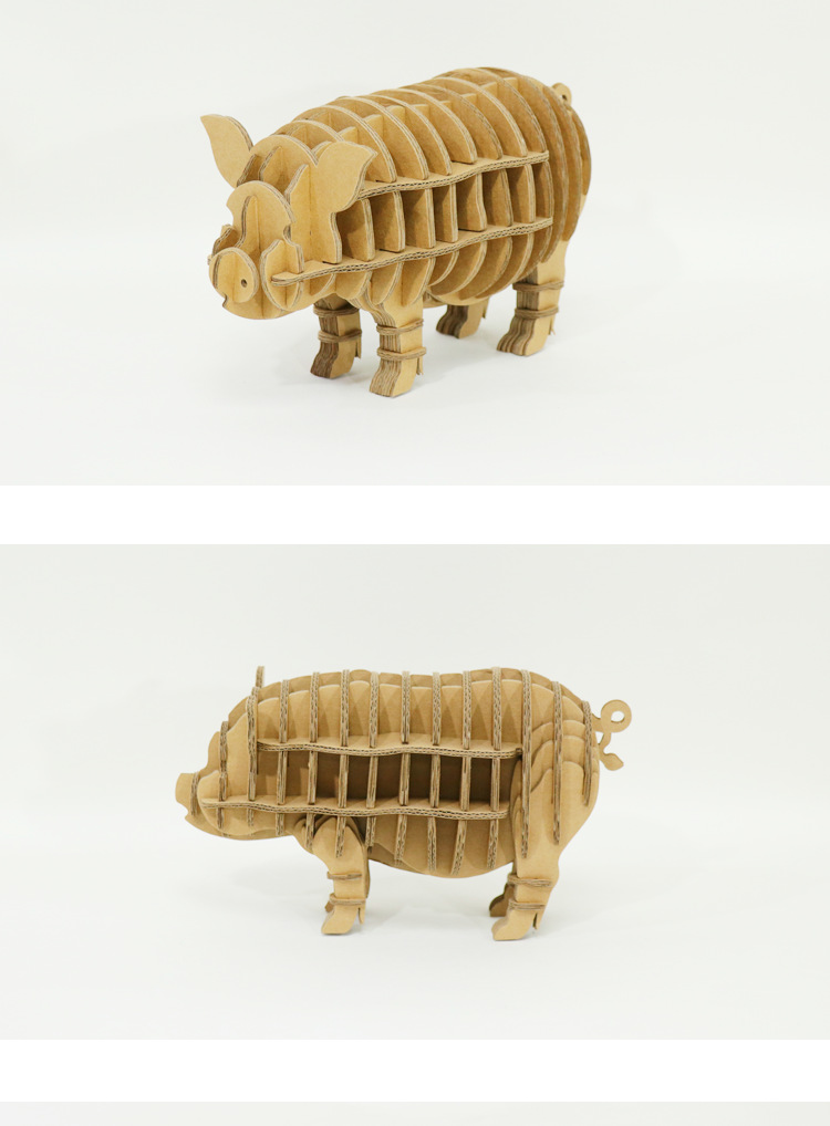 猪diy动物拼装纸工艺品益智乐趣教育认知创意3d感知结构拼件