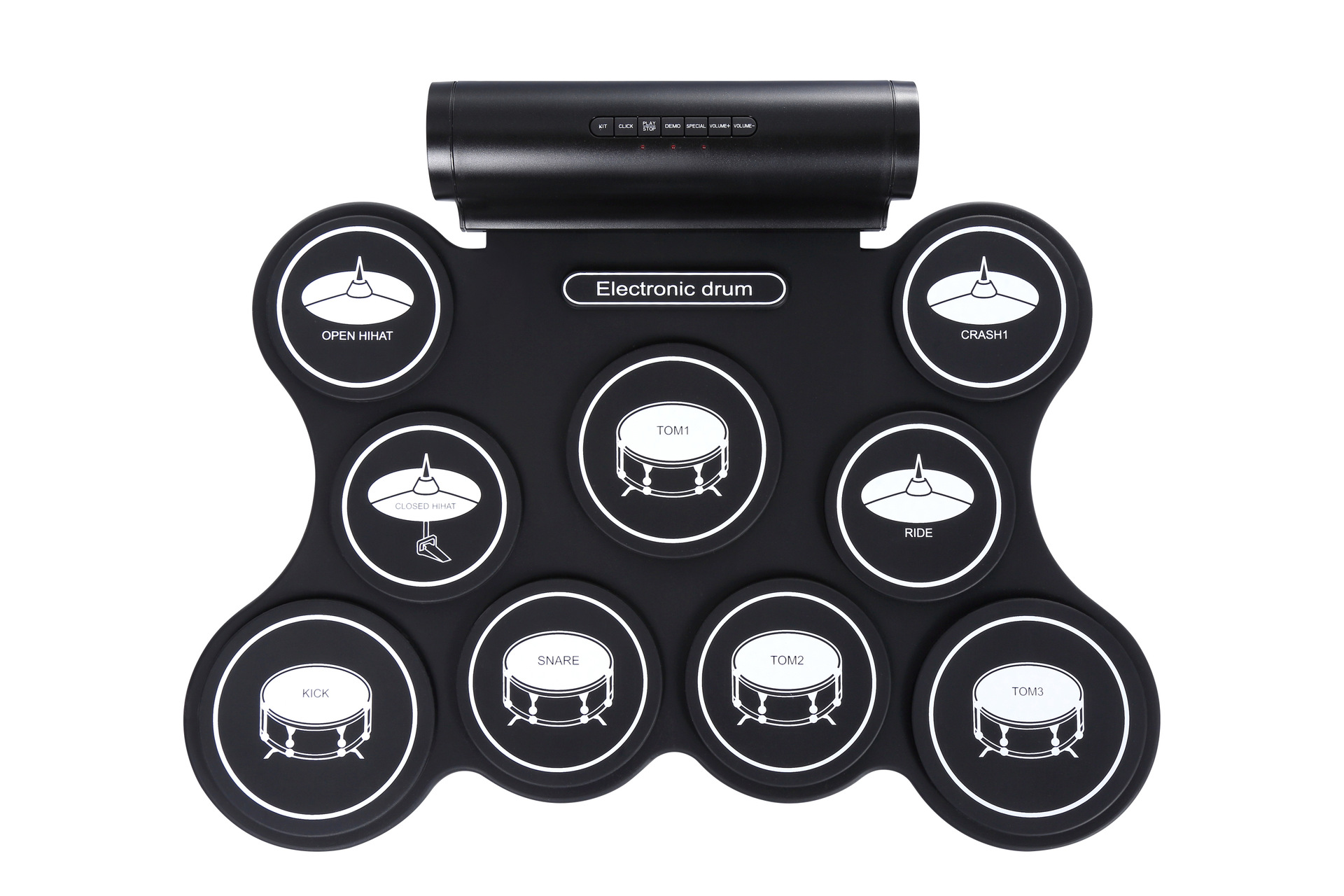 亚马逊手卷usb电子鼓踏板控制架子鼓折叠硅胶练习鼓电子音乐乐器