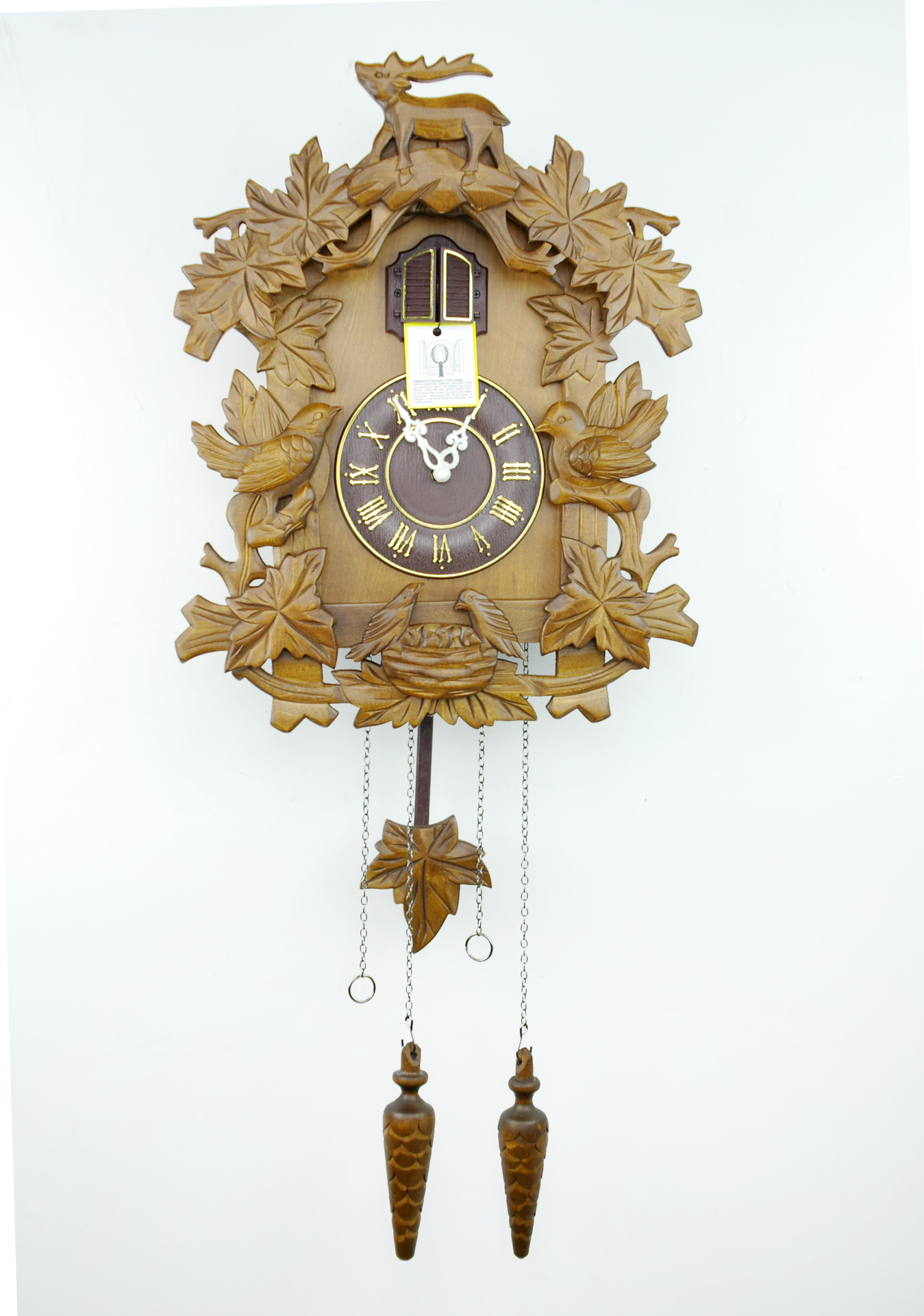 工艺定制椴木创意工艺欧式复古布谷鸟钟 整点报时咕咕钟光控报时