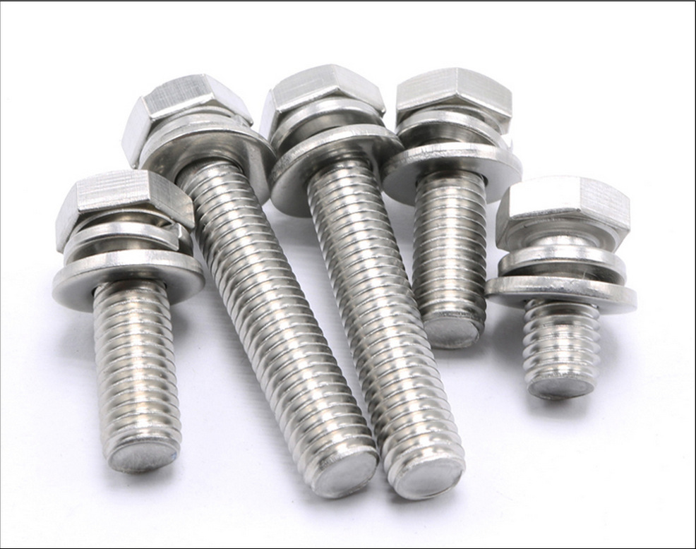 304不锈钢gb9074.17外六角三组合螺丝切边自带平弹组合螺栓m5 m6