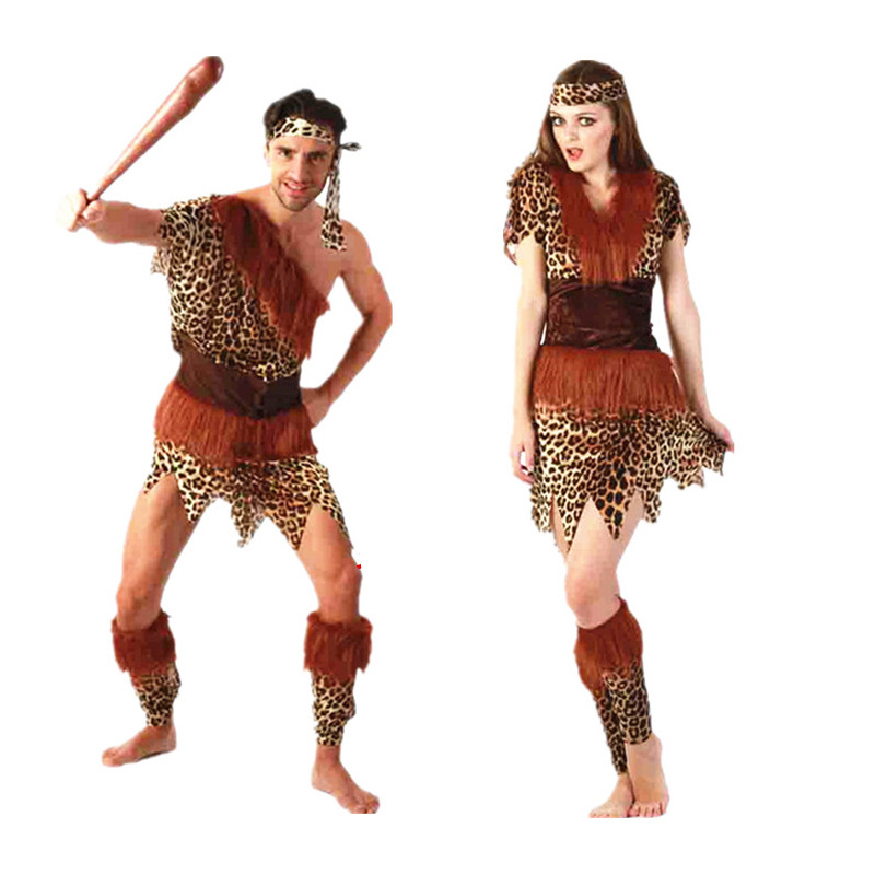 长毛成人野人服装 土著人衣服cosplay万圣节服原始人印第安人装扮