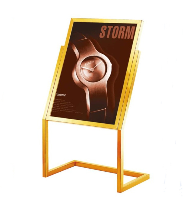 不锈钢方管广告牌酒店大堂立式指示牌水牌钛金展示牌l型脚指示牌