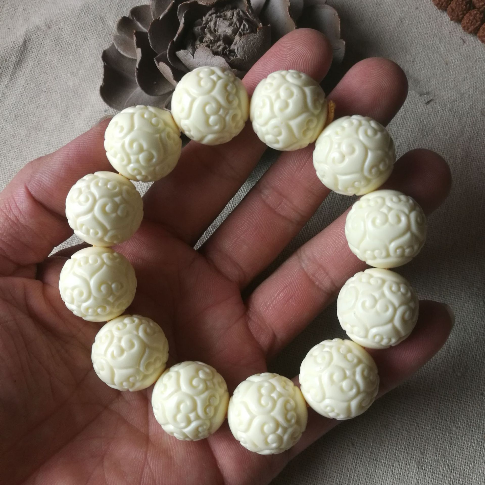 0cm古文玩佛珠手串大圆珠diy