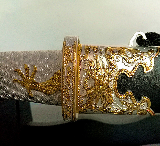 龙泉市刀宝剑 工艺 龙形弯hk-8823双色不锈钢 未开刃