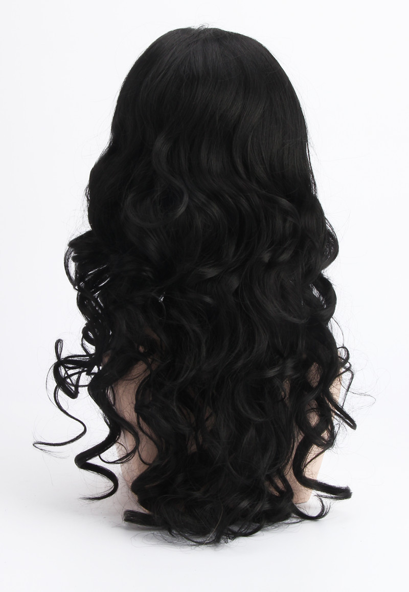亚马逊欧美时尚假发大波浪黑色长卷发化纤发女士假发 一件代发