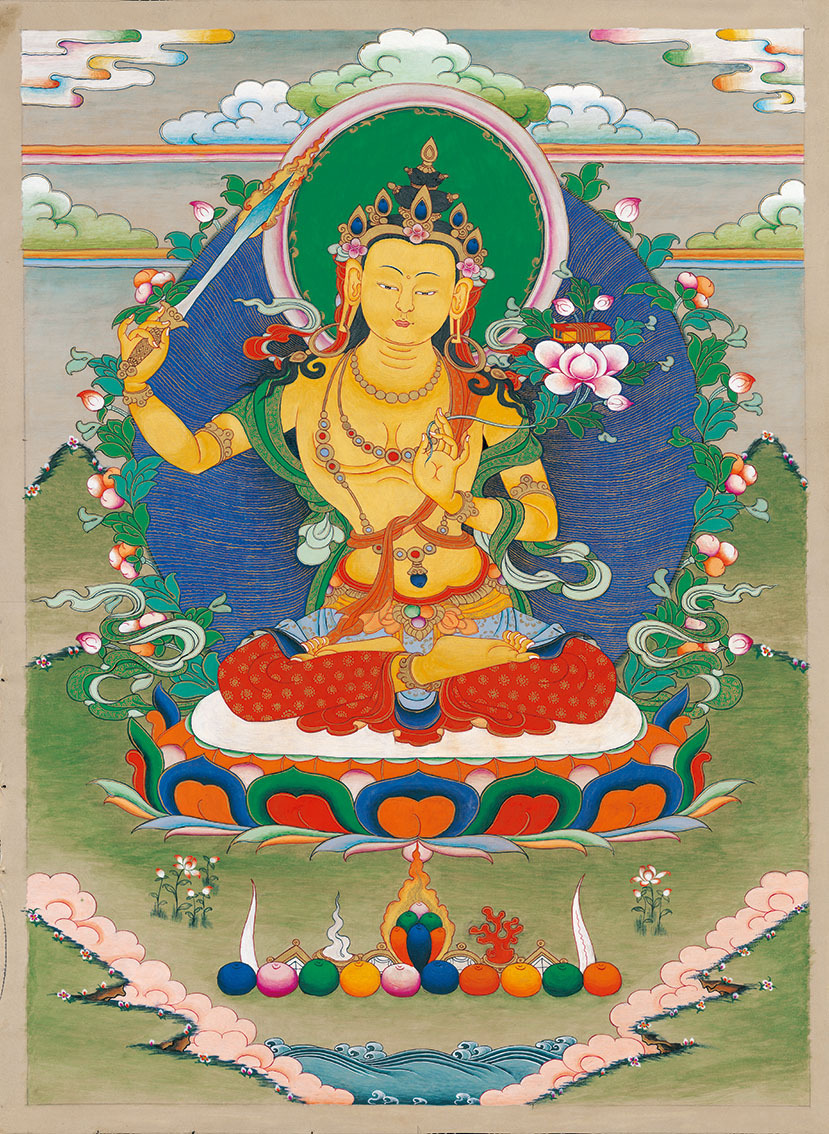 藏传唐卡装饰画艺术喷绘人物画像复制打印画芯装饰画书房玄关挂画