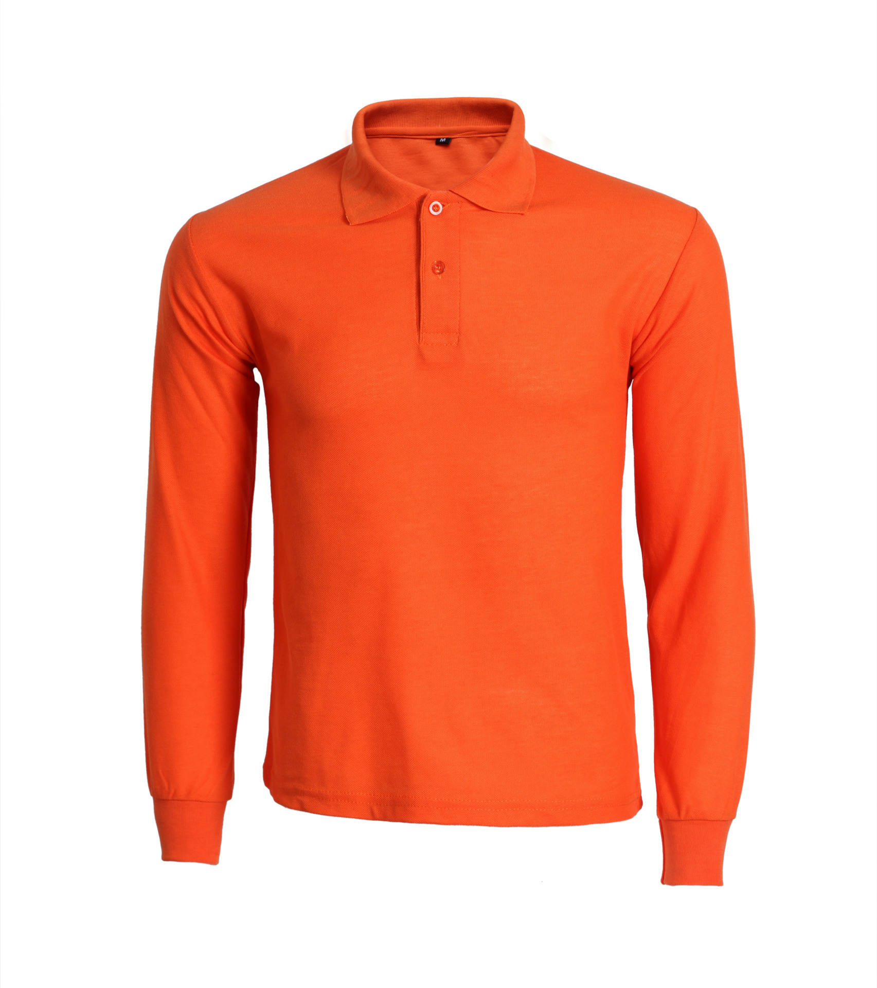 健康棉长袖纯色翻领t恤