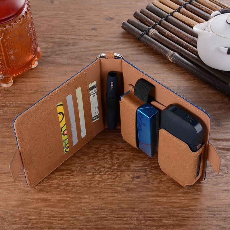 万宝路iqos电子烟皮套 牛仔插卡钱夹电子烟收纳包 iqos电子烟挂包