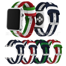 适用于Apple watch 尼龙 帆布手表带 iWatch  苹果表带间条纹编织