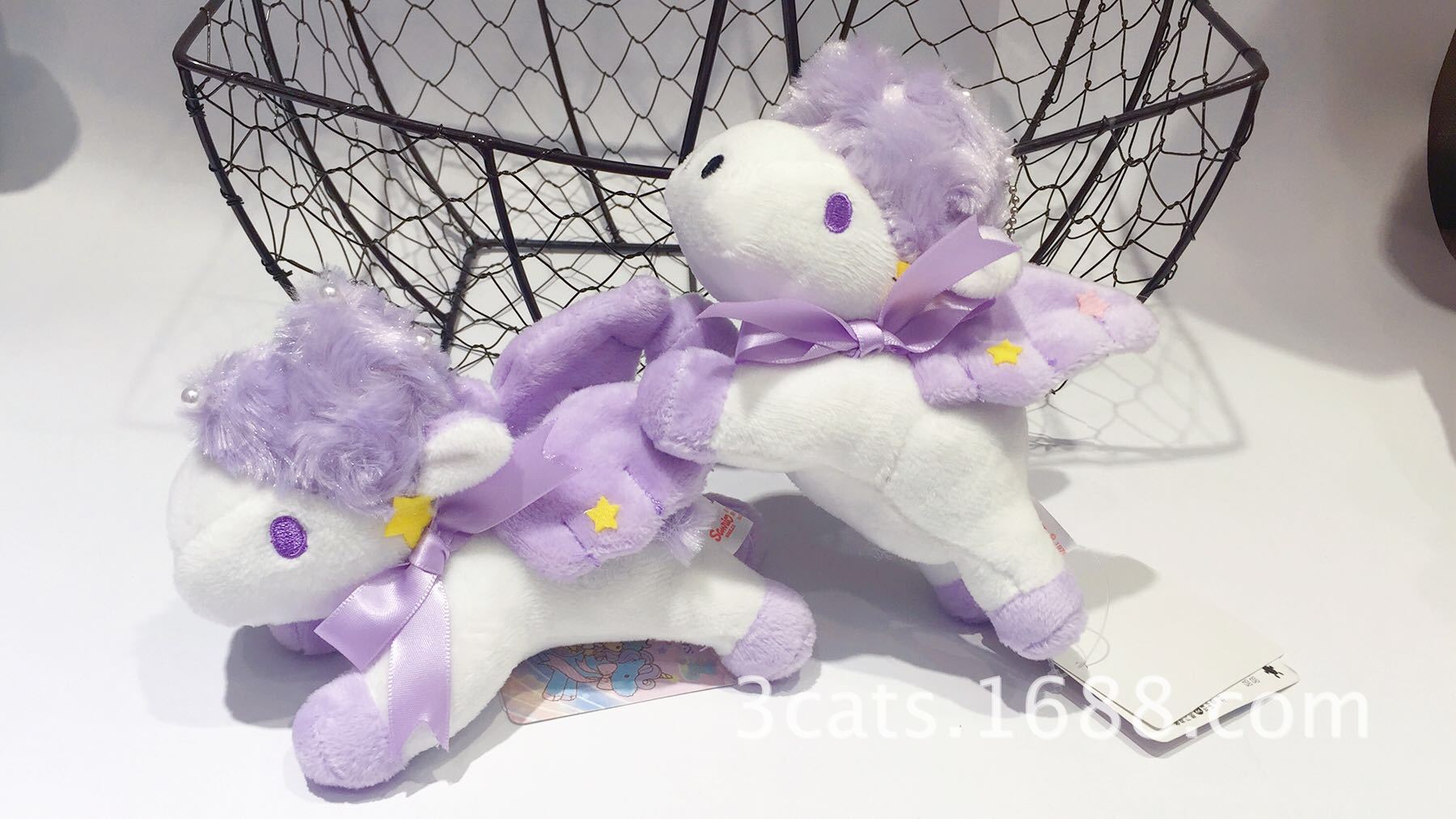 日本 little twin stars双子星 独角兽 毛绒玩具 挂件 紫色