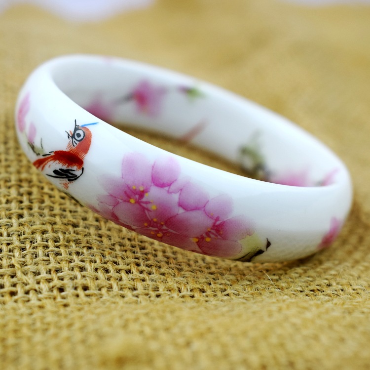 民族风陶瓷手镯子景德镇青花粉彩镯子中国风原创复古饰品批发女款