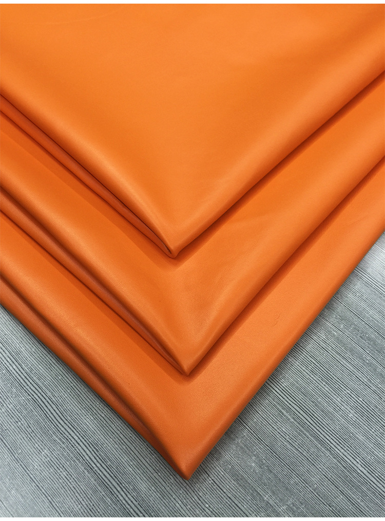 【海涛皮业】现货供应2018春夏新版爱马仕橙色头层绵羊皮真皮