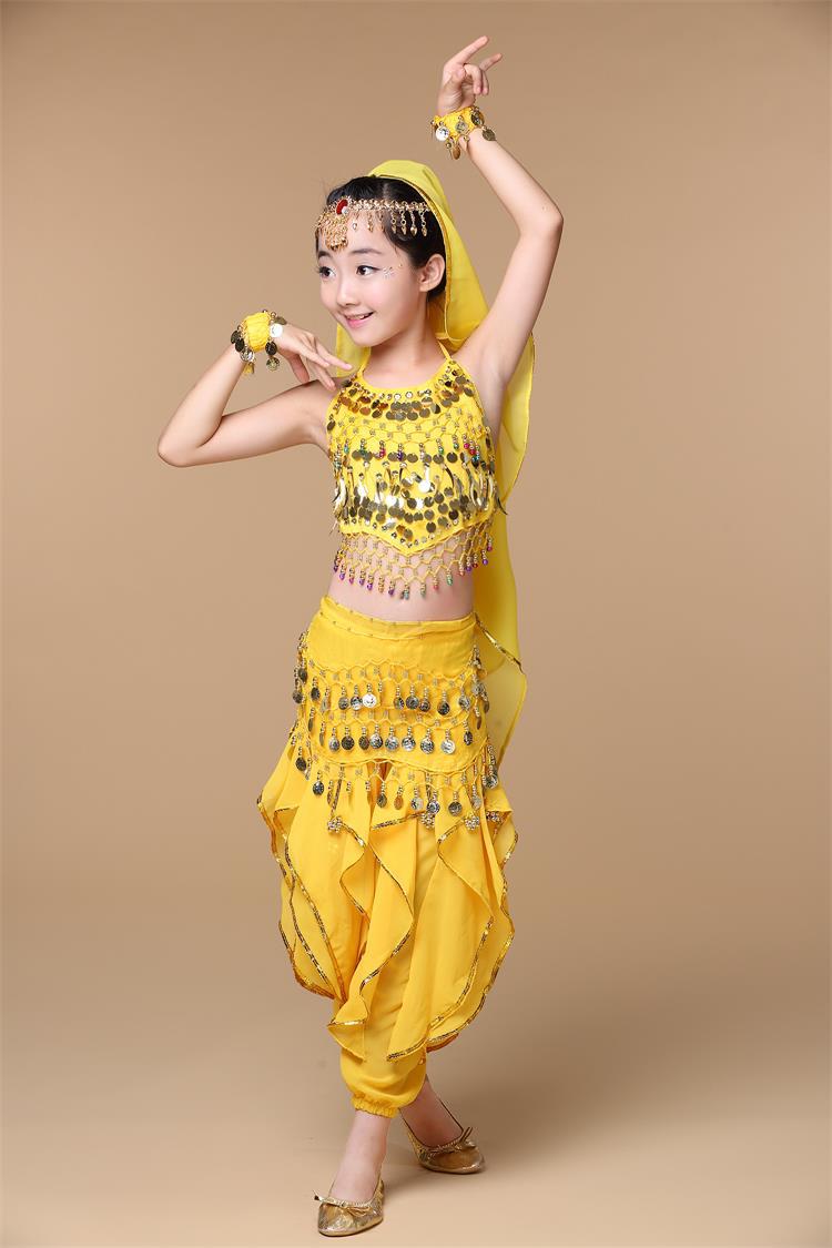 儿童印度舞演出服少儿新疆舞表演服女童肚皮舞服装幼儿民族舞蹈服