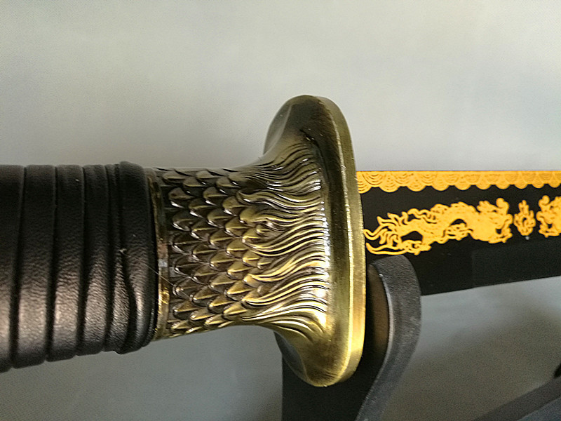 龙泉市刀剑 镇宅刀剑 印花金龙 虎头锦衣卫刀影视未开刃