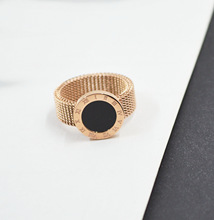 韩饰新款时尚帅气罗马数字编织网面戒指钛钢指环戒指首饰个性饰品