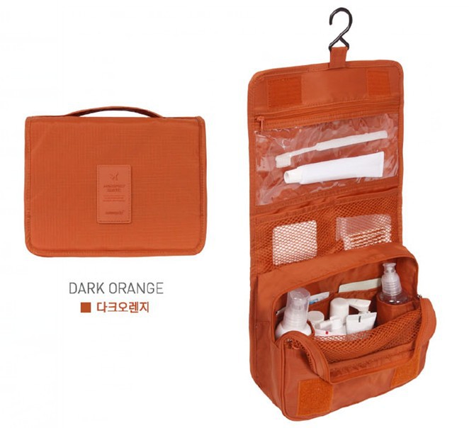 New Korean Style Solid Color Foldable Travel Storage Wash Bag Hanging Wash Bag Portable Finishing Cosmetic Bag