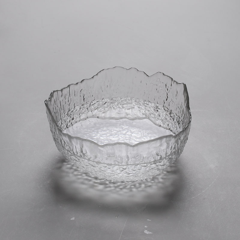 晟佑批发功夫茶具玻璃锤目纹茶洗大号不规则茶碗杯洗笔洗茶具配件