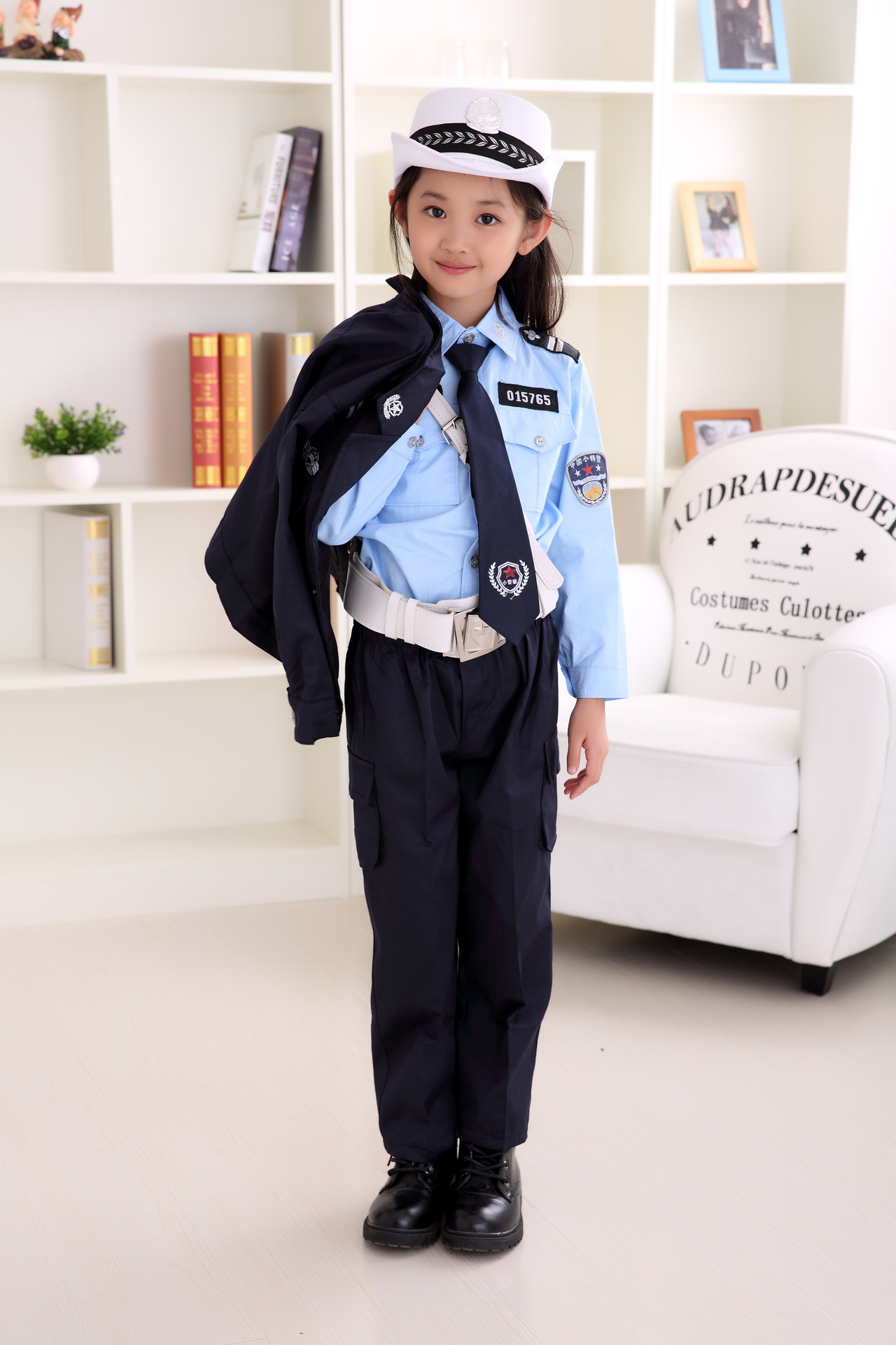 儿童小警察服儿童舞台演出服装小交警演出服套装夏款短袖服