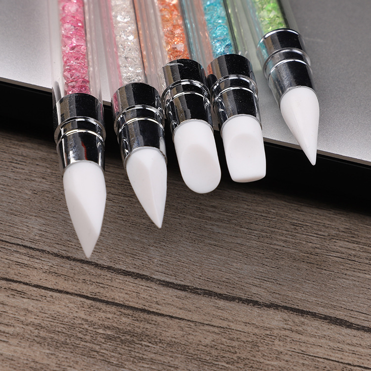 Strict Selection Nail Drill Rod Silicone Pen Nail Brush Set Double-Headed Apply Magic Mirror Effect Powder Stickers Press Stick Carved Glue Mixing