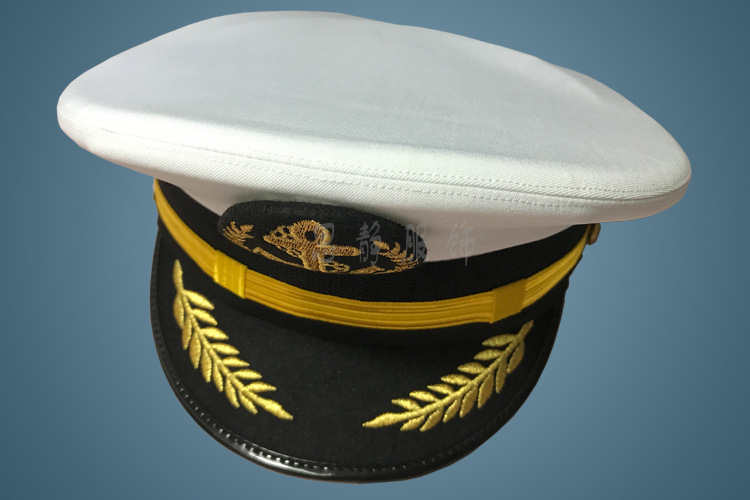 白色船员大盖帽水手大沿帽游轮人员制服帽航海专属大檐帽海员定制