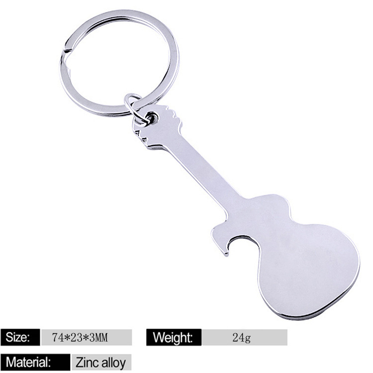 Online Best-Selling Product Glossy Keychain Guitar Bottle Opener Music Key Creative Metal Advertising Gift Lettering