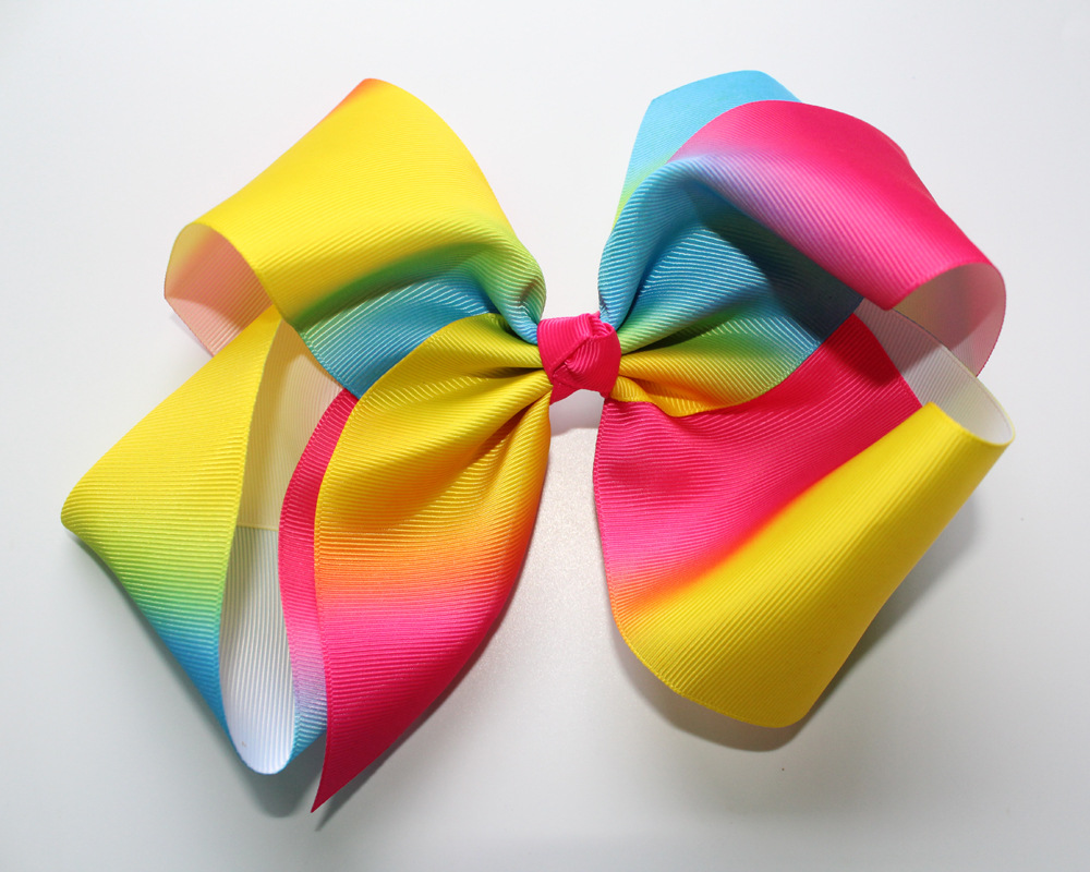 2017新款彩虹渐变螺纹20cm蝴蝶结发夹 儿童头饰泡泡花蝴蝶结批发