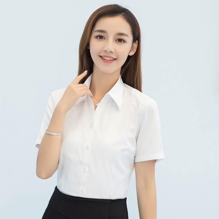 白衬衣长袖衬衫商务职业衬衫抖音纯色男女同款证件照衬衫寸衫工装