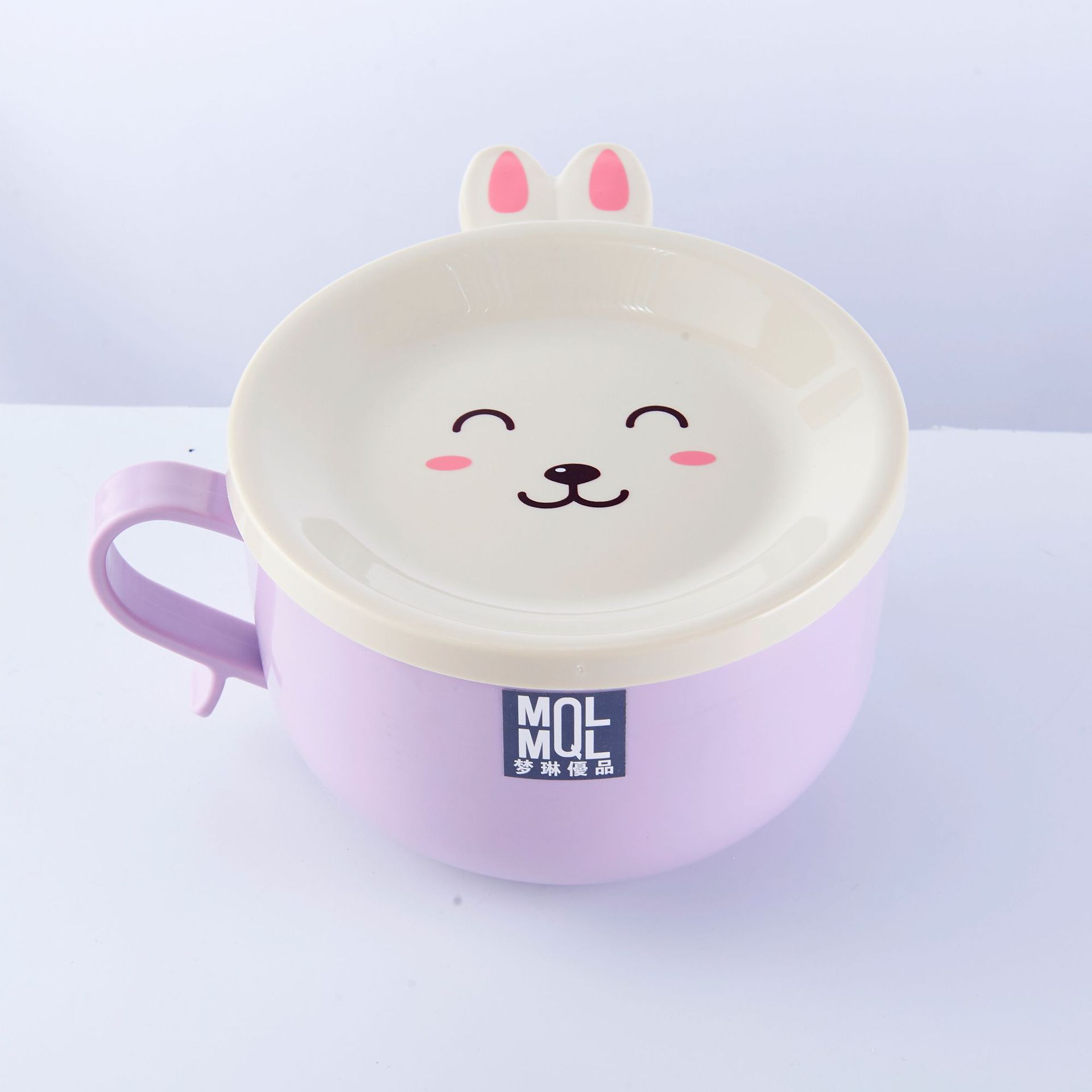 M57 Stainless Steel Korean Cartoon Rabbit with Lid Children Instant Noodle Bowl Insulation Lunch Box Lunch Box Lunch Box Wholesale