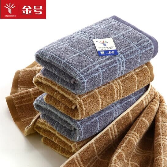 批发金号毛巾g1955h纯棉花式线提缎绣面巾时尚格子洗脸巾柔软舒适