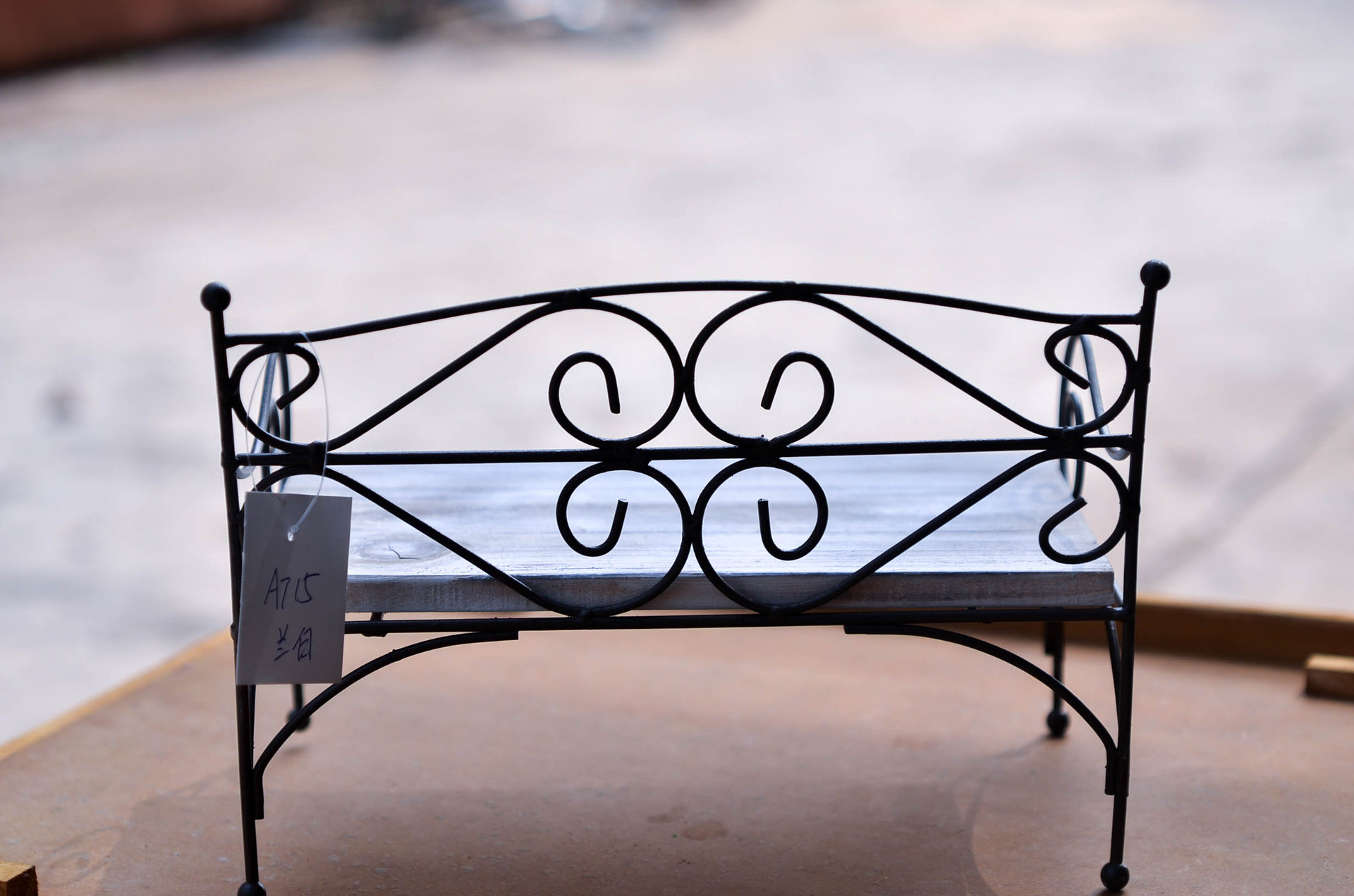 日式复古铁丝木质花架仿长条櫈工艺多肉花卉盆栽置放架批发at15