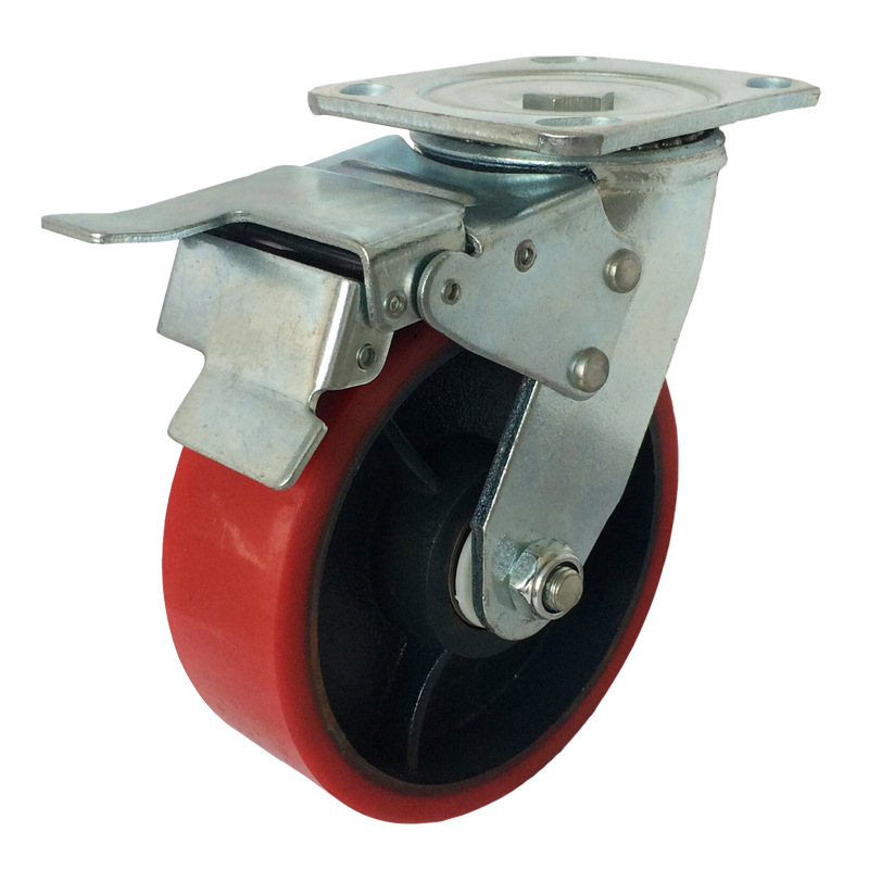 定做重型脚轮4568寸聚氨酯万向轮 pu万向刹车脚轮 手推板车定向轮