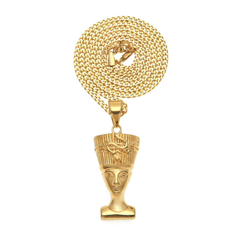 嘻哈不锈钢真空电镀保色娜芙提提头像吊坠埃及艳后nefertiti吊坠