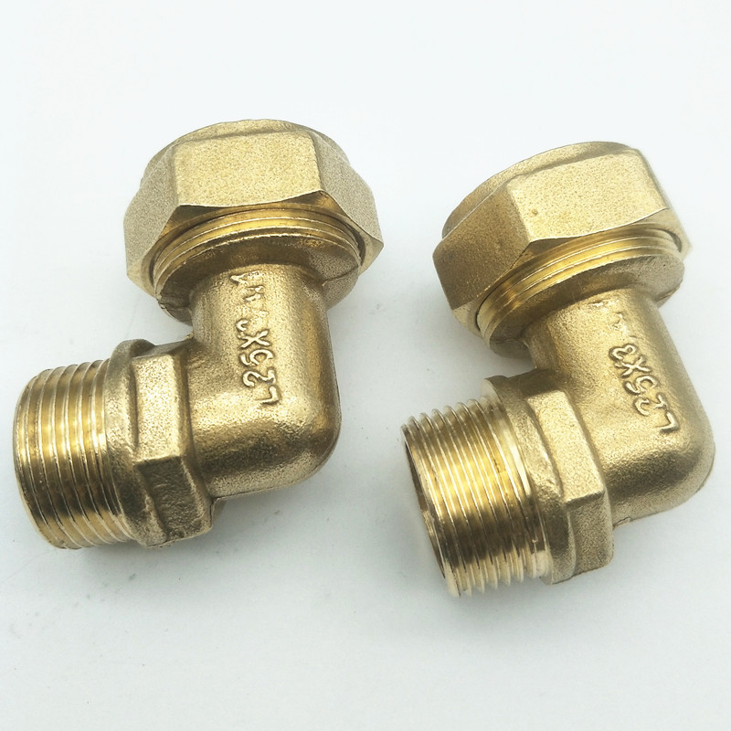 铝塑管铜接头pex管配件太阳能卡套接头l256分外丝弯头现货