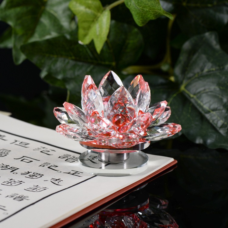 水晶旋转莲花 家居摆件 供佛用品 车内车饰装饰品 汽车摆件