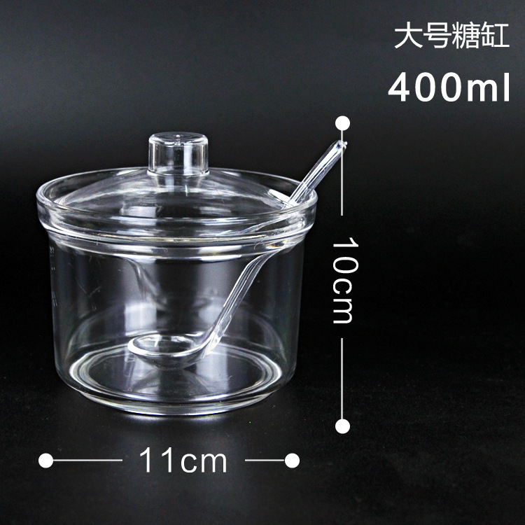 Factory Direct Sales Snack Bar Plastic Sugar Bowl Shatter Proof Cover Acrylic Seasoning Jar Pepper Jar Seasoning Containers Transparent