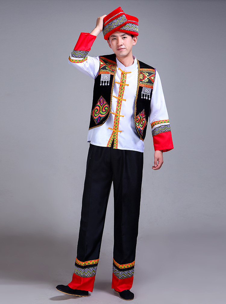 新款苗族服装演出服成人男土家族彝族瑶族壮族少数民族舞蹈表演服
