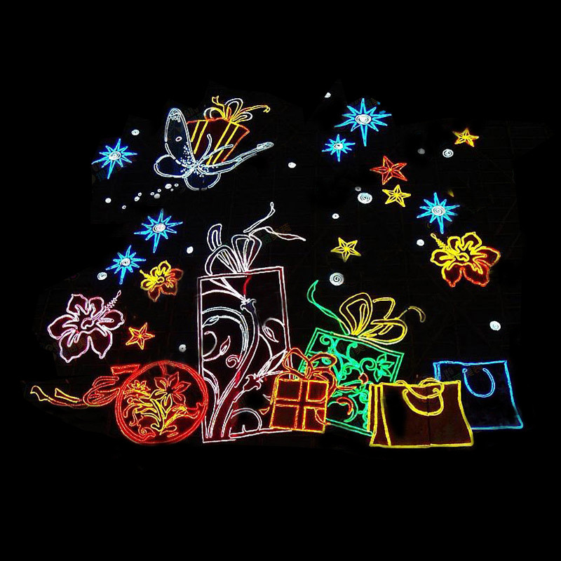 圣诞幕墙灯饰画酒店商场外墙装饰画节庆景观布置灯光亮化美陈工厂
