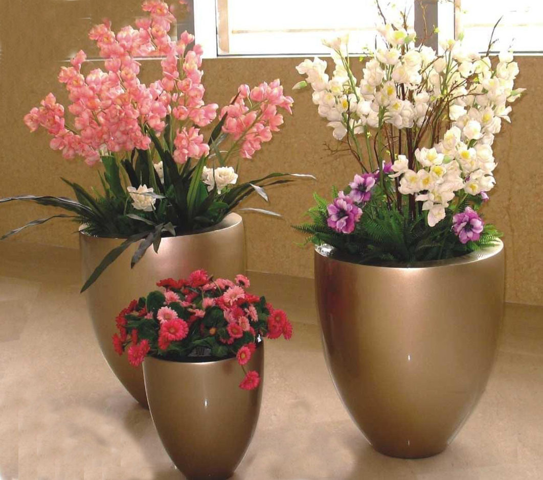 玻璃钢花瓶子花缸 爆款手工花盆 多肉花盆 复古双色多肉花瓶摆件
