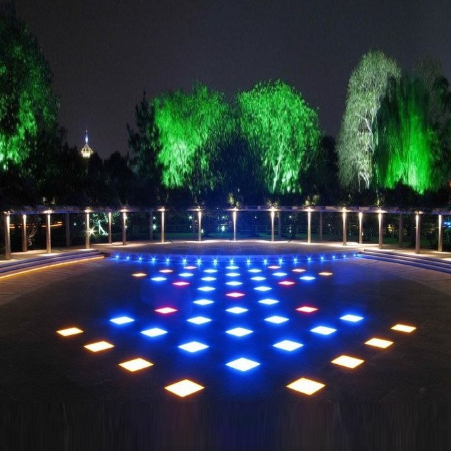 车道上的方型地埋灯广场圆林ip67高亮不锈钢地埋灯厂家