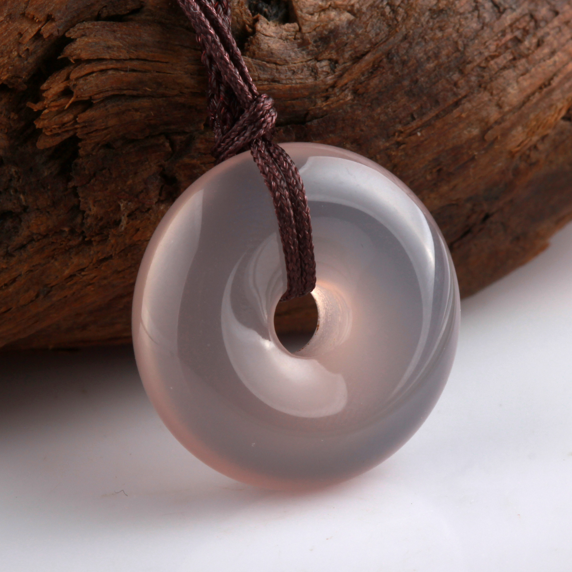 玛瑙玉髓粉紫平安扣吊坠冰白玉扣饰品玉佩玉器挂件批发代出证书