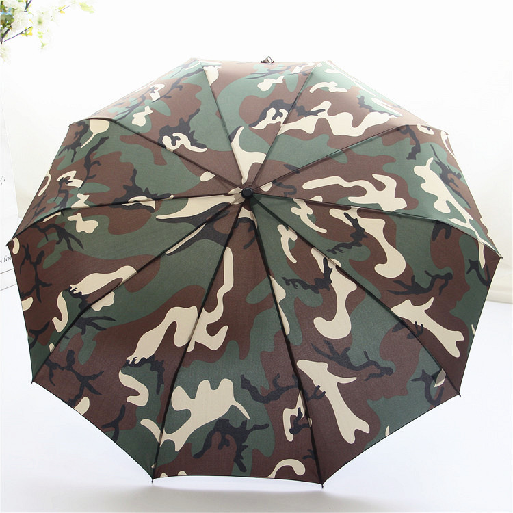 军旅风商务伞创意迷彩绿折叠全自动伞10骨超大伞男女情侣伞晴雨伞