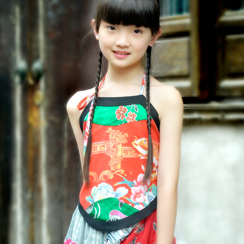 丹凤创意:复古民族风兜兜儿童肚兜亲子护肚拼色鲤鱼跃龙门肚兜
