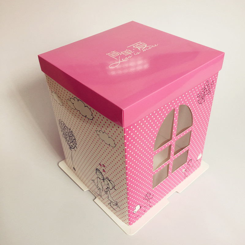 新款精品芭比娃娃蛋糕盒 加高加大芭比盒透明开窗设计