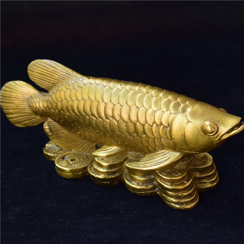 厂家直销仿古做旧古玩铜器工艺品纯铜摆件黄铜招财进宝鱼批发