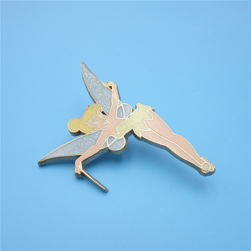 厂家定做珐琅徽章 美女徽章 动漫游戏周边饰品 金葱粉胸章定制